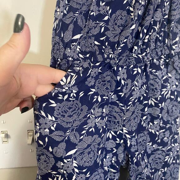 Janie and Jack Girls Navy Blue & White Floral Jumpsuit Flutter Accent Sz 3 - Picture 3 of 11
